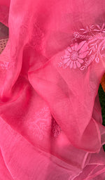 Load image into Gallery viewer, Women&#39;s Lucknowi Handcrafted Pure Organza Silk Chikankari SAREE - HONC0273031
