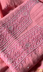 Load image into Gallery viewer, Women&#39;s Lakhnavi Handcrafted Mul Chanderi Unstitched Kurta And Dupatta Set- HONC0310810
