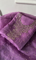 将图像加载到图库查看器中， Marifa Women's Lakhnavi Handcrafted Pure Organza Chikankari Unstitched Kurta And Dupatta Set- HONC0317960