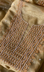Load image into Gallery viewer, Women&#39;s Lakhnavi Handcrafted Organza Chikankari Unstitched Full Suit Material - HONC0271204
