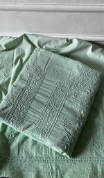 将图像加载到图库查看器中， Women's Lakhnavi Handcrafted Unstitched Cotton Chikankari Kurta Dupatta Set - HONC0362881