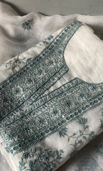 Load image into Gallery viewer, Women&#39;s Lakhnavi Handcrafted Pure Organza Chikankari Unstitched Kurta And Dupatta Set-  HONC0271899
