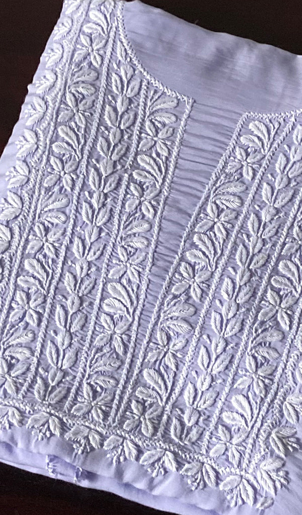 Women's Lakhnavi Handcrafted Modal Cotton Chikankari Unstitched Kurti Fabric - HONC0261065