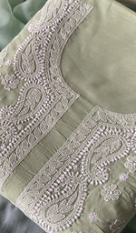 Load image into Gallery viewer, Women&#39;s Lakhnavi Handcrafted Unstitched Cotton Chikankari Suit Material - HONC0291823
