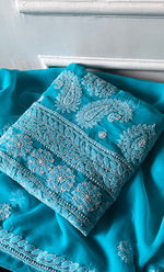 Load image into Gallery viewer, Women&#39;s Lucknowi Handcrafted Faux-Georgette Chikankari Suit Material - HONC0311927
