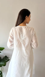 Load image into Gallery viewer, Women's Lakhnavi Handcrafted Cotton Chikankari Kurti - HONC0364093