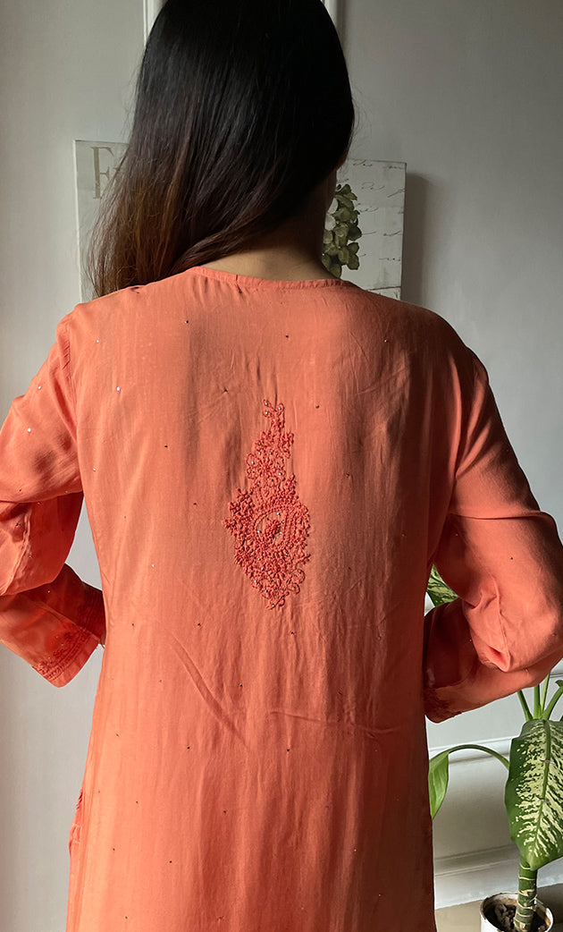 Rooh Women's Lucknowi Handcrafted Modal Cotton Chikankari Kurti - HONC0264899