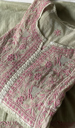 Load image into Gallery viewer, Women's Lakhnavi Handcrafted Mul Chanderi Unstitched Chikankari Full Suit - HONC0284754