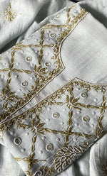 Load image into Gallery viewer, Women&#39;s Lakhnavi Handcrafted Mul Chanderi Unstitched Kurta And Dupatta Set- HONC0312985
