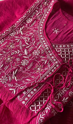 Load image into Gallery viewer, Women's Lakhnavi Handcrafted Mul Chanderi Semi - Stitched Angrakha And Dupatta Set - HONC0326284