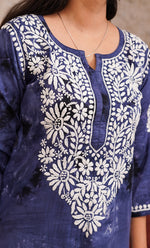 Load image into Gallery viewer, Women&#39;s Lucknowi Handcrafted Cotton Chikankari Long Kurti - HONC0322226
