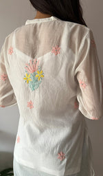 Load image into Gallery viewer, Sophia Women's Lakhnavi Handcrafted Mul Chanderi Chikankari Top - HONC0372942