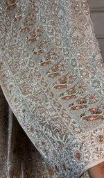 Load image into Gallery viewer, Women's Lakhnavi Handcrafted Bridal Pure Silk Georgette Chikankari Lehenga Set - HONC0263727