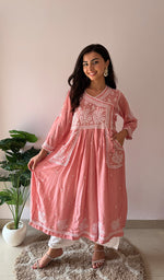 Load image into Gallery viewer, Fawziya Women's Lucknowi Handcrafted Cotton Angrakha - HONC0380461