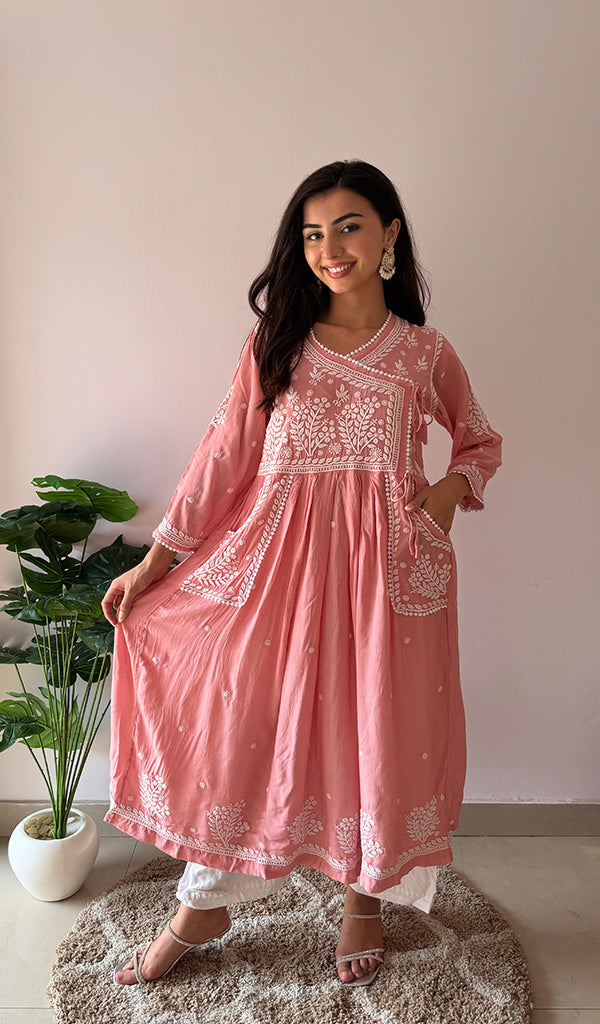 Fawziya Women's Lucknowi Handcrafted Cotton Angrakha - HONC0380461