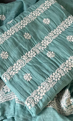 将图像加载到图库查看器中， Women&#39;s Lucknowi Handcrafted Kota Cotton Chikankari Unstitched Kurta And Dupatta Set - HONC0312641
