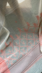 Load image into Gallery viewer, Women&#39;s Lakhnavi Handcrafted Chanderi silk Chikankari Saree - HONC0281266
