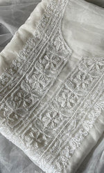 Load image into Gallery viewer, Women&#39;s Lakhnavi Handcrafted Organza Chikankari Unstitched Kurta And Dupatta Set - HONC0249870
