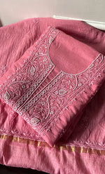 Load image into Gallery viewer, Women&#39;s Lakhnavi Handcrafted Mul Chanderi Unstitched Chikankari Full Suit Material - HONC0295753
