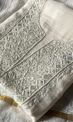 Load image into Gallery viewer, Women&#39;s Lakhnavi Handcrafted Mul Chanderi Unstitched Kurta And Dupatta Set- HONC0313317
