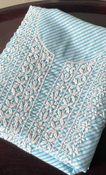 Load image into Gallery viewer, Shumaira Women's Lakhnavi Handcrafted Cotton Chikankari Unstitched Kurti Fabric - HONC0326387