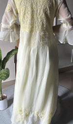 Load image into Gallery viewer, Aadab Women&#39;s Lucknowi Handcrafted Faux-Georgette Chikankari Anarkali Dress - NC038930
