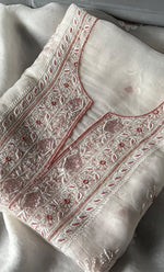 Load image into Gallery viewer, Women&#39;s Lakhnavi Handcrafted Pure Organza Chikankari Unstitched Kurta And Dupatta Set- HONC0307959
