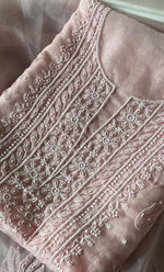 Load image into Gallery viewer, Women&#39;s Lakhnavi Handcrafted Organza Chikankari Unstitched Full Suit Material - HONC0271220
