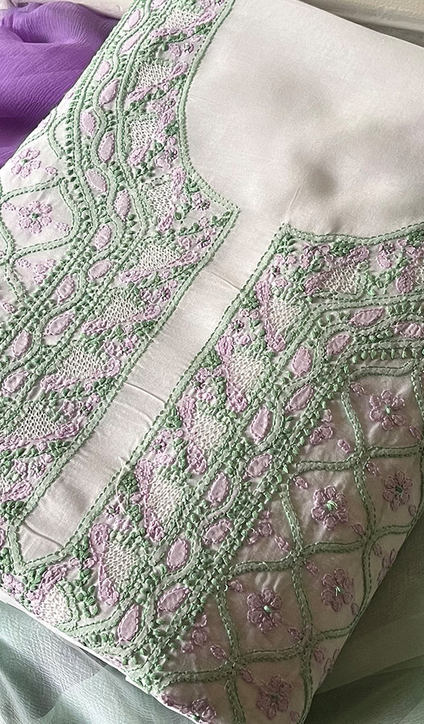 Women's Lakhnavi Handcrafted Cotton Chikankari Suit Material - HONC0291809