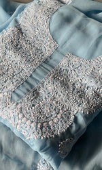将图像加载到图库查看器中， Women&#39;s Lakhnavi Handcrafted Unstitched Faux-Georgette Chikankari Suit Material - HONC0263066
