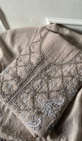 Shirin Women's Lakhnavi Handcrafted Mul Chanderi  Unstitched Chikankari Full Suit Material - HONC0339568