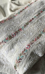 将图像加载到图库查看器中， Women's Lakhnavi Handcrafted Pure Silk Georgette Unstitched Chikankari Anarkali And Dupatta Set- HONC0313288