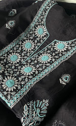 将图像加载到图库查看器中， Women's Lakhnavi Handcrafted Pure Organza Chikankari Unstitched Kurta And Dupatta Set- HONC0311244