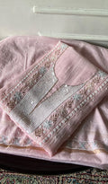 Nitara Women's Lakhnavi Handcrafted Mul Chanderi Unstitched Chikankari Full Suit Material - HONC0344644
