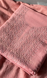 Load image into Gallery viewer, Women's Lucknowi Handcrafted Chanderi Silk Chikankari Full Suit Material - HONC0264097