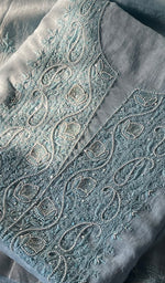 Load image into Gallery viewer, Women&#39;s Lakhnavi Handcrafted Mul Chanderi Chikankari Full Suit Material - HONC0287065
