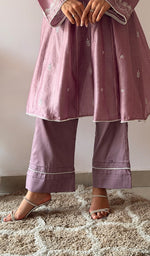 将图像加载到图库查看器中， Women's Lucknowi Handcrafted Mul Chanderi Stitched Chikankari Kurta And Plazzo Set- HONC0379066