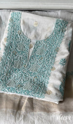 Load image into Gallery viewer, Women's Lakhnavi Handcrafted Chanderi Silk Unstitched Kurta And Dupatta Set - HONC0366820
