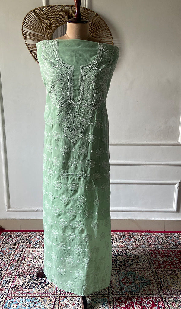 Women's Lakhnavi Handcrafted Cotton Chikankari Unstitched Kurti Fabric - HONC0367473