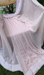 Load image into Gallery viewer, Women&#39;s Lakhnavi Handcrafted Pure Silk Georgette Chikankari - HONC0216685
