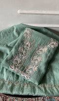 Nyla Women's Lakhnavi Handcrafted Mul Chanderi Unstitched Chikankari Full Suit Material - HONC0324547