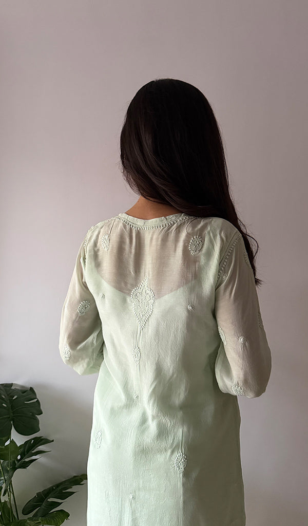 Women's Lakhnavi Handcrafted Modal Cotton Chikankari Kurti And Plazzo Set - HONC0371337
