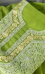 Load image into Gallery viewer, Women&#39;s Lakhnavi Handcrafted Unstitched Faux-Georgette Chikankari Suit Material - HONC0263407

