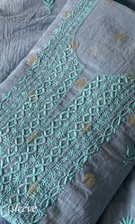 将图像加载到图库查看器中， Women's Lakhnavi Handcrafted Mul Chanderi Unstitched Chikankari Full Suit Material - HONC0316858