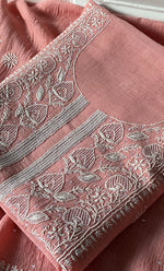 Load image into Gallery viewer, Women&#39;s Lakhnavi Handcrafted Mul Chanderi UnStitched Kurta And Dupatta Set - HONC0307409
