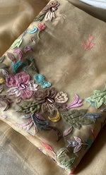 将图像加载到图库查看器中， Women&#39;s Lakhnavi Handcrafted Pure Organza Chikankari Unstitched Kurta And Dupatta Set- HONC0287004

