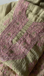 Load image into Gallery viewer, Women's Lakhnavi Handcrafted Mul Chanderi Unstitched Kurta And Dupatta Set - HONC0320356