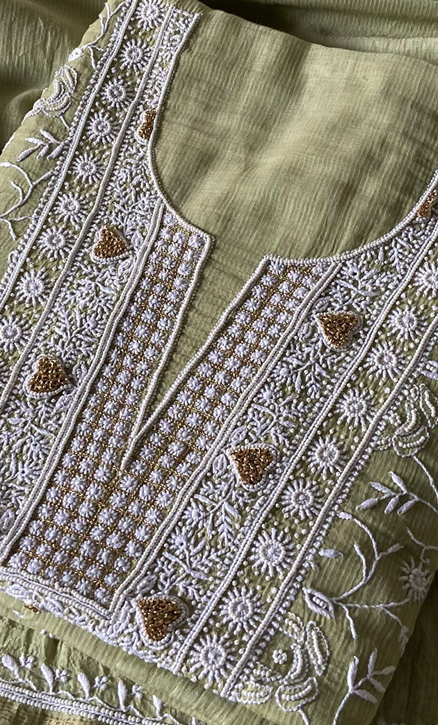 Mehr Women's Lakhnavi Handcrafted Maheshwari Mul Chanderi Kurta And Dupatta Set - HONC0285404