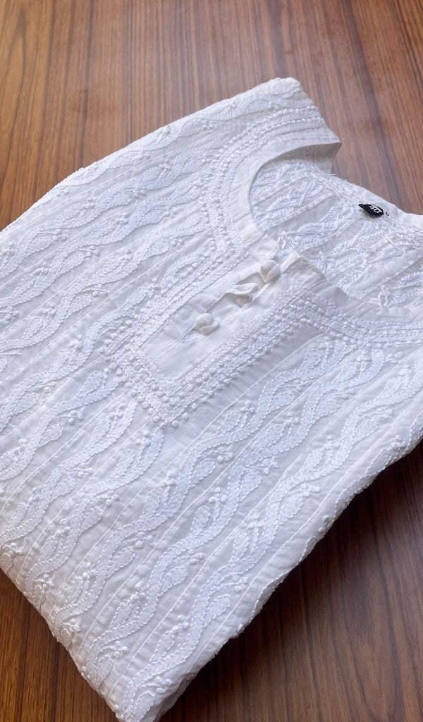 Women's Lakhnavi Handcrafted Cotton Chikankari Anarkali - HONC0276022