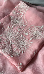 Load image into Gallery viewer, Women&#39;s Lakhnavi Handcrafted Pure Organza Chikankari Unstitched Kurta And Dupatta Set- HONC0305193
